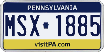 PA license plate MSX1885