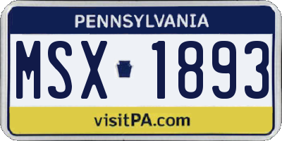 PA license plate MSX1893