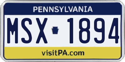 PA license plate MSX1894