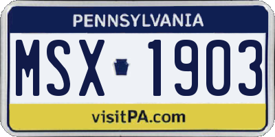 PA license plate MSX1903