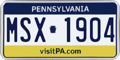 PA license plate MSX1904