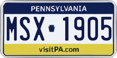 PA license plate MSX1905