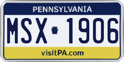PA license plate MSX1906