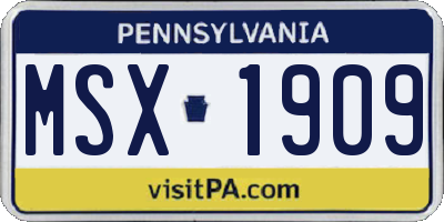 PA license plate MSX1909