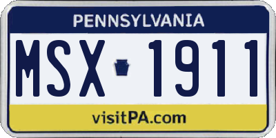 PA license plate MSX1911