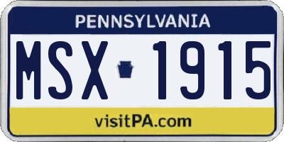 PA license plate MSX1915