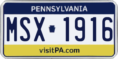 PA license plate MSX1916