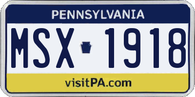 PA license plate MSX1918