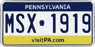 PA license plate MSX1919