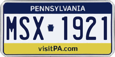 PA license plate MSX1921
