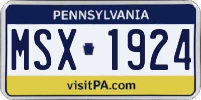 PA license plate MSX1924