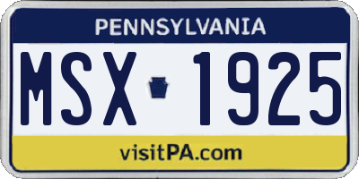 PA license plate MSX1925