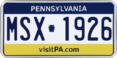PA license plate MSX1926