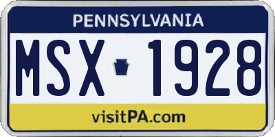 PA license plate MSX1928