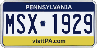 PA license plate MSX1929