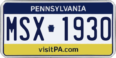PA license plate MSX1930