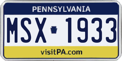 PA license plate MSX1933