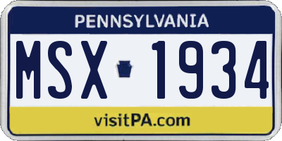 PA license plate MSX1934