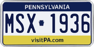 PA license plate MSX1936