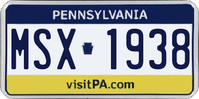 PA license plate MSX1938