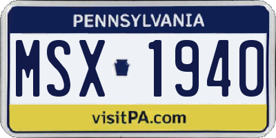 PA license plate MSX1940