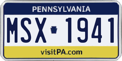 PA license plate MSX1941