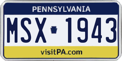 PA license plate MSX1943
