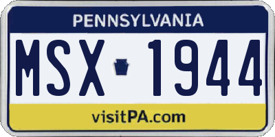 PA license plate MSX1944