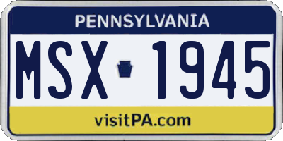 PA license plate MSX1945