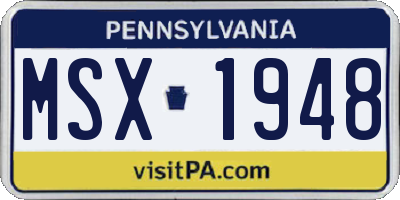 PA license plate MSX1948