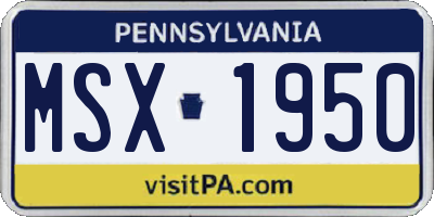 PA license plate MSX1950