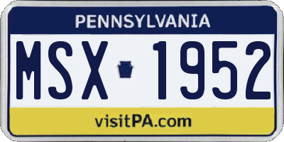 PA license plate MSX1952
