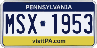 PA license plate MSX1953