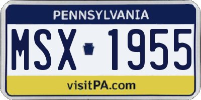 PA license plate MSX1955