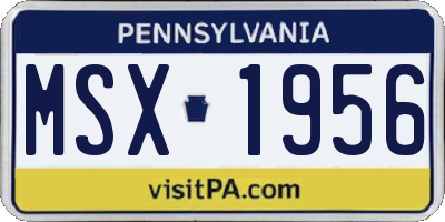 PA license plate MSX1956