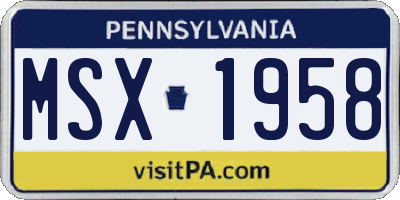 PA license plate MSX1958