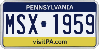 PA license plate MSX1959