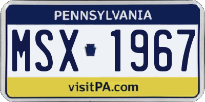 PA license plate MSX1967