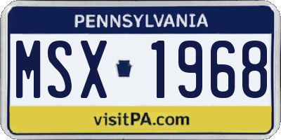 PA license plate MSX1968