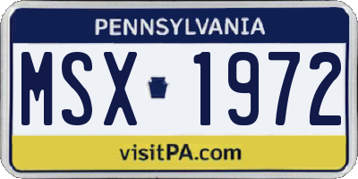 PA license plate MSX1972