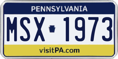 PA license plate MSX1973