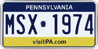 PA license plate MSX1974