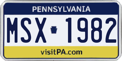 PA license plate MSX1982