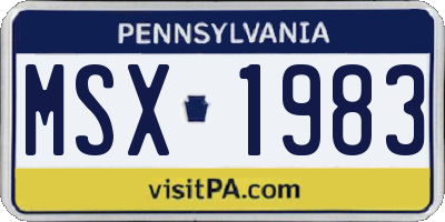 PA license plate MSX1983