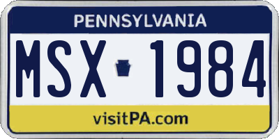 PA license plate MSX1984