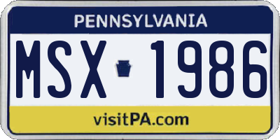 PA license plate MSX1986