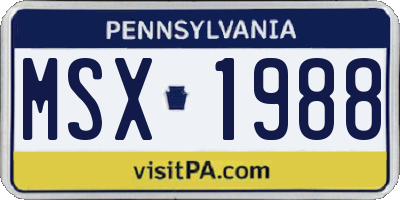 PA license plate MSX1988