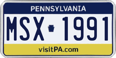 PA license plate MSX1991