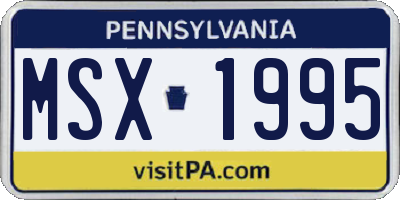 PA license plate MSX1995