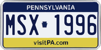 PA license plate MSX1996